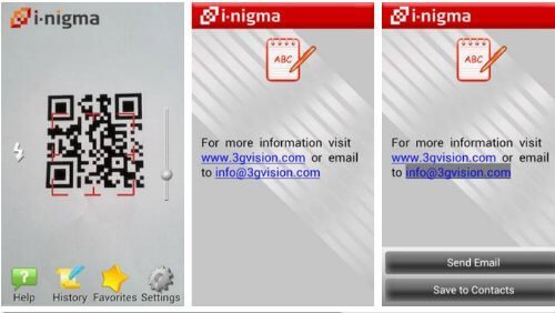 i nigma QR Data Matrix and EAN Barcode Scanner