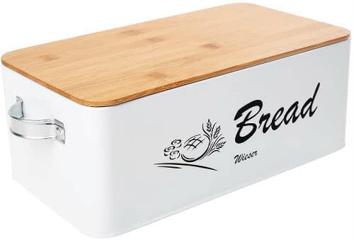 Bread Bin with Handles and Bamboo Lid loaf pans