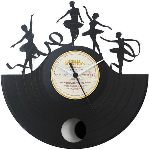 Dancer Gift idea Gift for Girl Dancer wall clock with pendulum School dance opening gift dance teacher gift Vinyl clock balck original