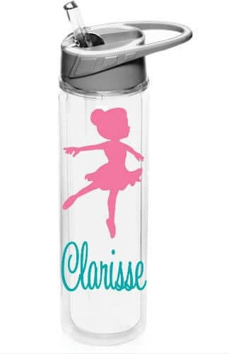 Personalized Insulated Sport Water Bottle Ballerina Girl Design