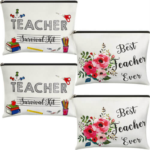 Teacher Gift Makeup Pouch Travel Toiletry Case Cosmetic Bag Teacher Appreciation Gift Pencil Bag with Zipper for Thank You Teacher Gift