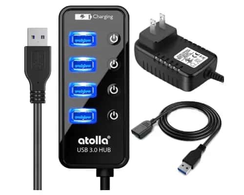 USB 3 0 powered hub with 4 ports 1 additional fast charge Atolla