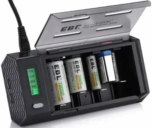 EBL LCD Smart Battery Charger for C D 9V AA AAA Rechargeable Battery
