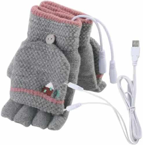 Unisex Women Men USB Heated Gloves Mitten Winter Hands Warm Laptop Gloves