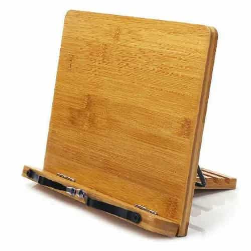 Bamboo Book Stand Adjustable Book Holder Tray