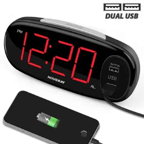 Digital Alarm Clock with Dual USB Charger
