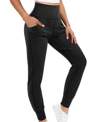 LEINIDINA Womens Jogger Pants High Waisted Sweatpants with Pockets Tapered Casual Lounge Pants Loose Track Cuff Leggings