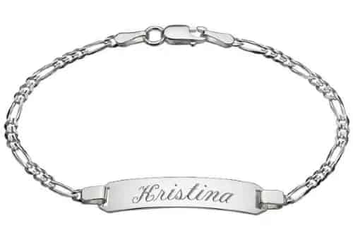 Personalized Sterling Silver Figaro Link ID Bracelet
