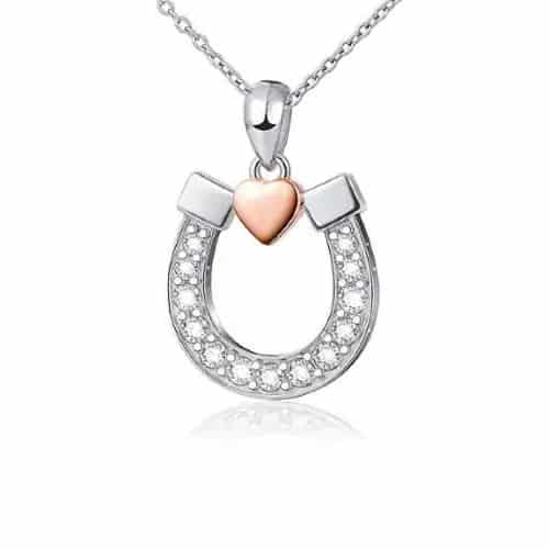 Sterling Silver Lucky Horseshoe Love Heart Pendant Necklace Bracelet