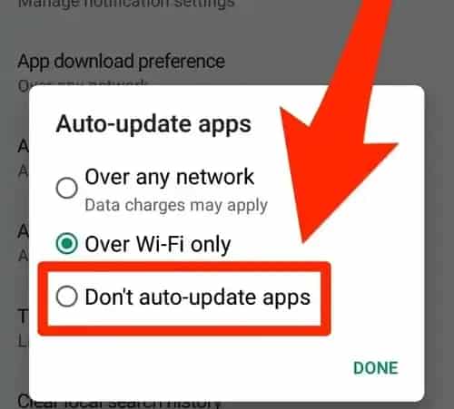 Turn off automatic Google Play updates