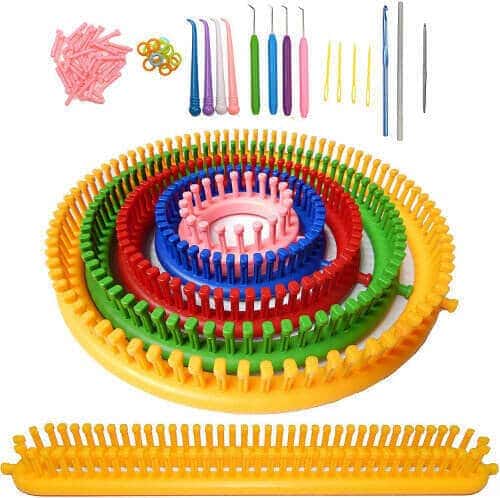 ALIMELT round loom set for weaving with loom and knitting with crochet needles